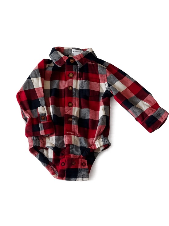 Wrangler Other - Wrangler 12m Western Long Sleeve Red and Black Plaid Flannel Onesie 100% Cotton